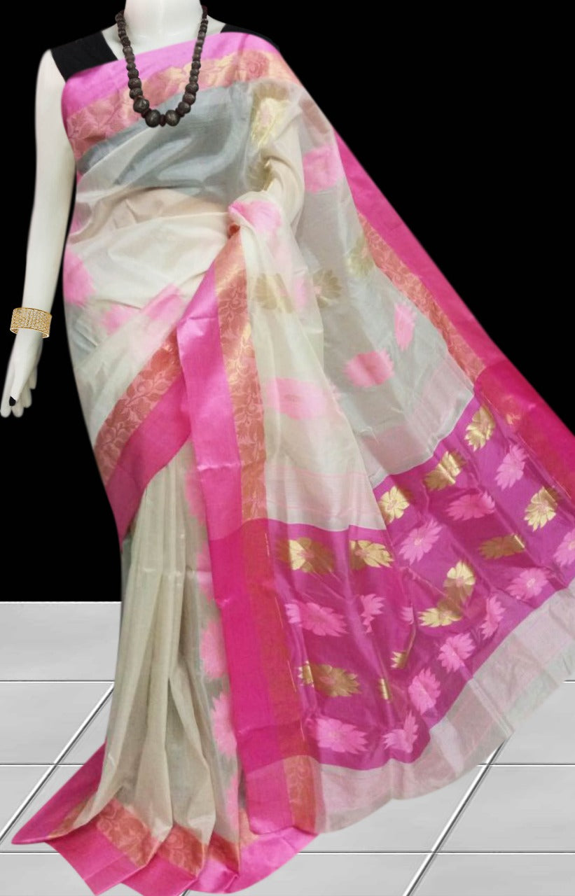 Pink Beige Garad Silk Sarees - Dailybuyys