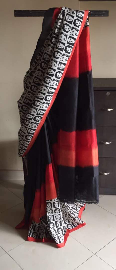 Red Black Pure Silk Mark Certified Murshidabad Silk Sarees - Dailybuyys