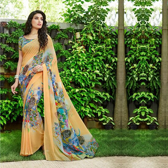 Yellow Georgette Sarees