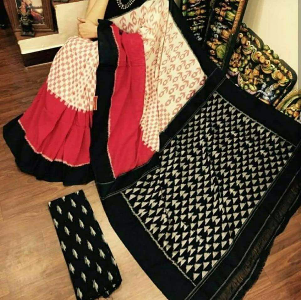 Beige Black Ikkat Sarees - Dailybuyys