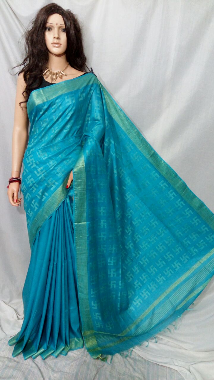 Blue Bhagalpuri Silk Sarees - Dailybuyys