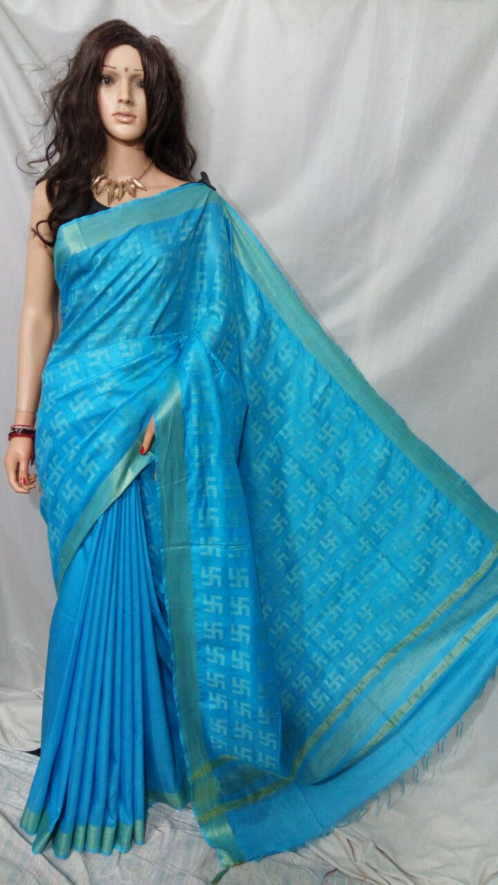 Blue Bhagalpuri Silk Sarees - Dailybuyys