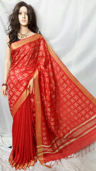 Red Bhagalpuri Silk Sarees
