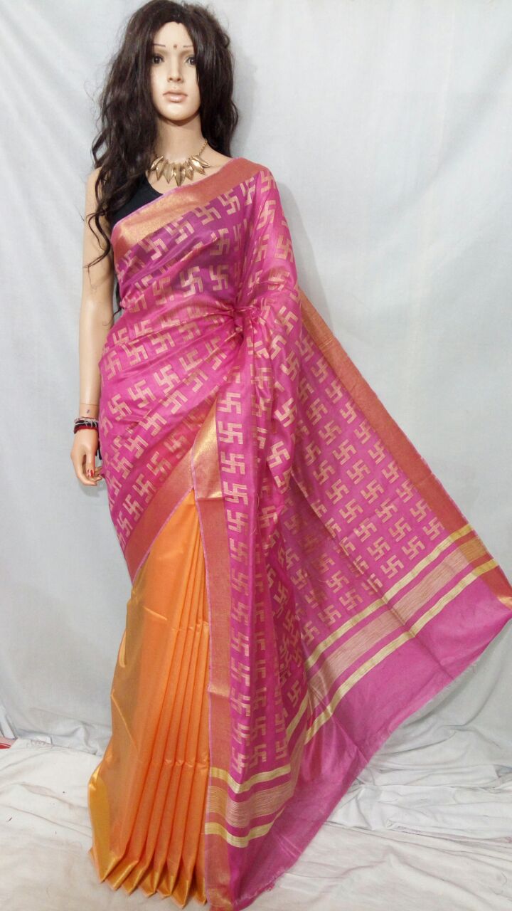 Pink Bhagalpuri Silk Sarees - Dailybuyys