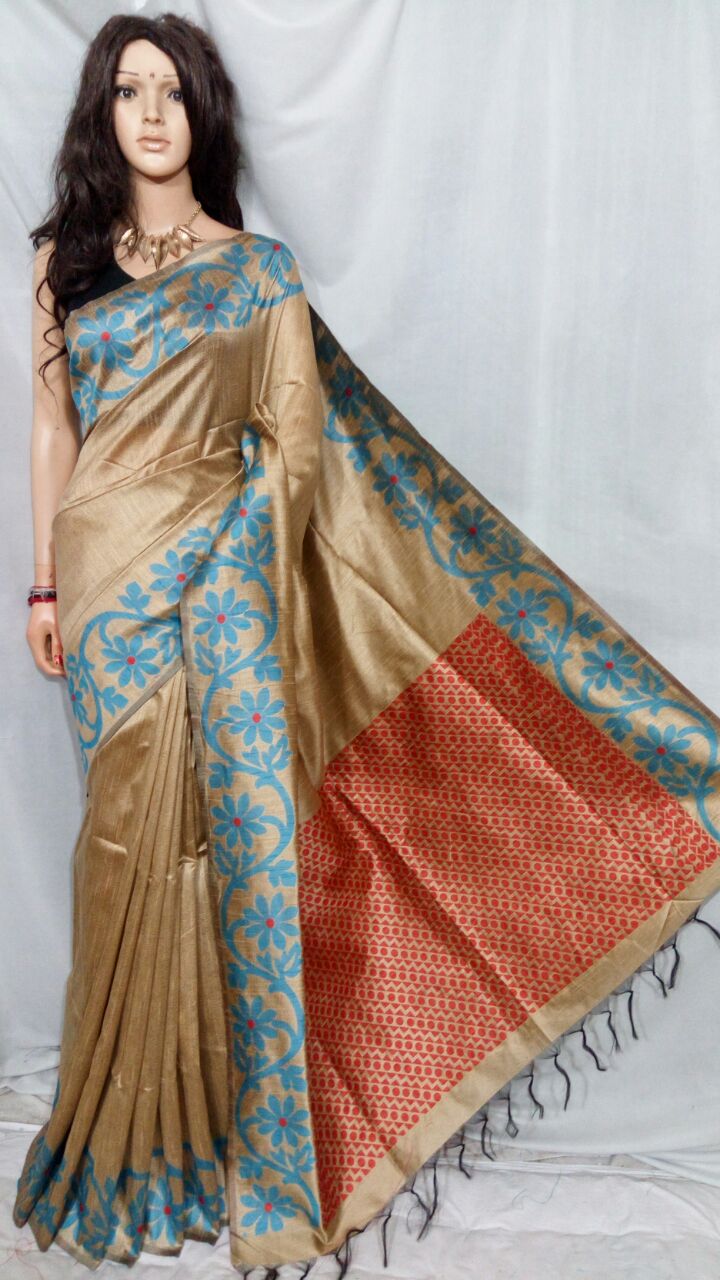 Grey Handloom Silk Sarees - Dailybuyys