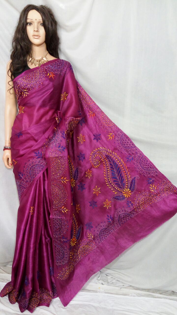 Purple Bhagalpuri Silk Sarees - Dailybuyys