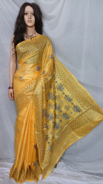 Yellow Bhagalpuri Silk Sarees