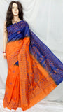Orange Blue Bhagalpuri Silk Sarees