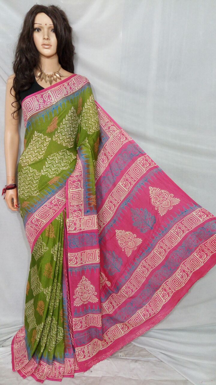 Green Pink Kota Silk Sarees - Dailybuyys