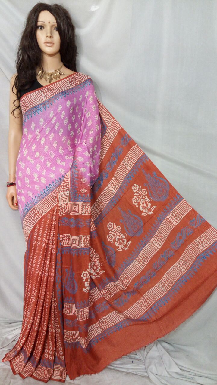 Red Pink Kota Silk Sarees - Dailybuyys