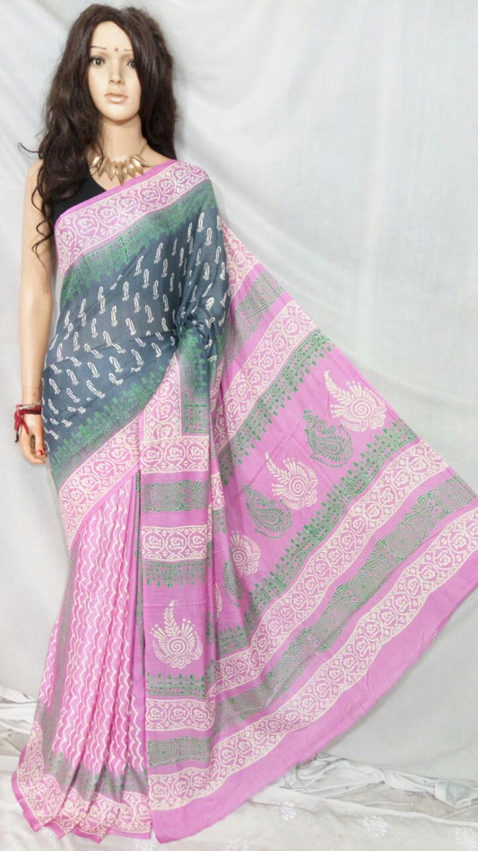 Pink Green Kota Silk Sarees - Dailybuyys
