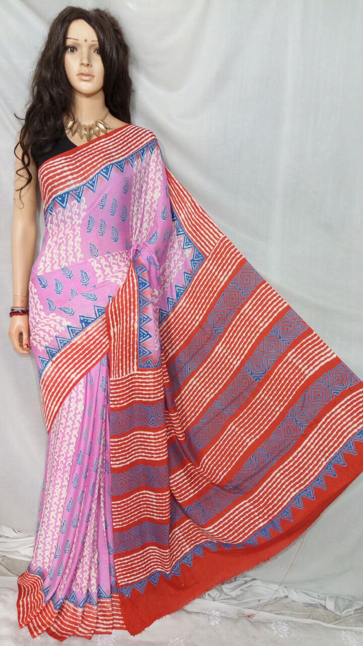 Pink Red Kota Silk Sarees - Dailybuyys