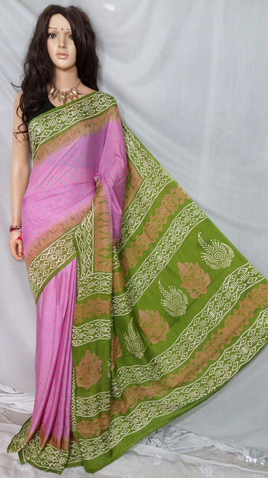 Pink Green Kota Silk Sarees - Dailybuyys