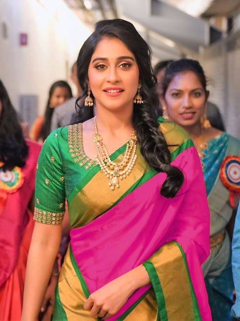 Pink Chanderi Silk Sarees - Dailybuyys