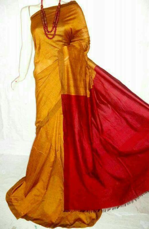 Yellow Red Pure Cotton Silk Sarees - Dailybuyys