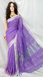 Violet 80 Count Handloom Pure Linen Sarees Get Extra 10% Discount on All Prepaid Transaction