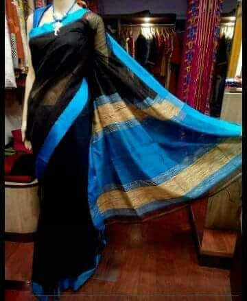 Black Blue Handloom Ghicha Sarees