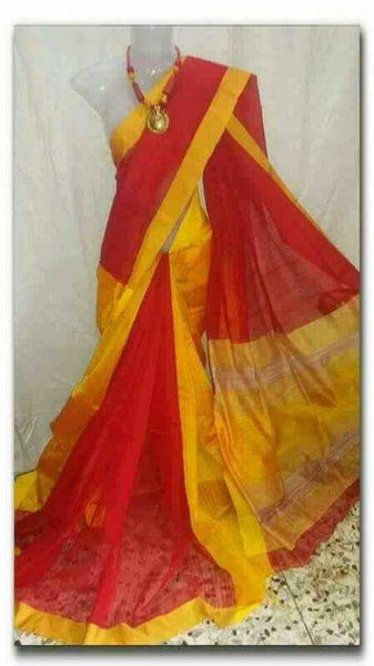 Red Yellow Handloom Ghicha Sarees