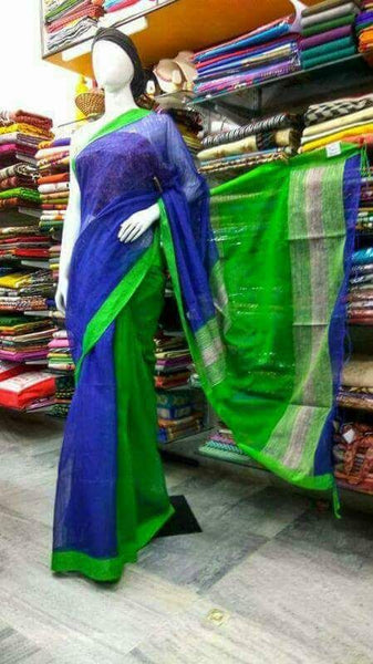 Blue Green Handloom Ghicha Sarees