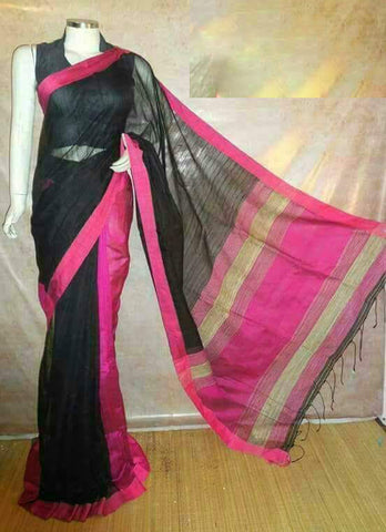 Black Pink Handloom Ghicha Sarees Get Extra 10% Discount on All Prepaid Transaction