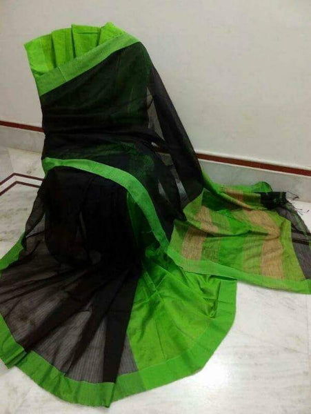 Black Green Handloom Ghicha Sarees