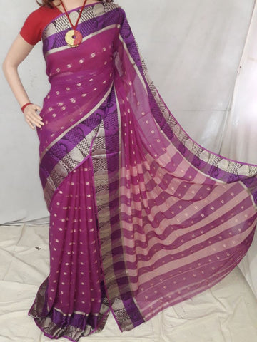 Purple Pure Cotton Handloom Sarees