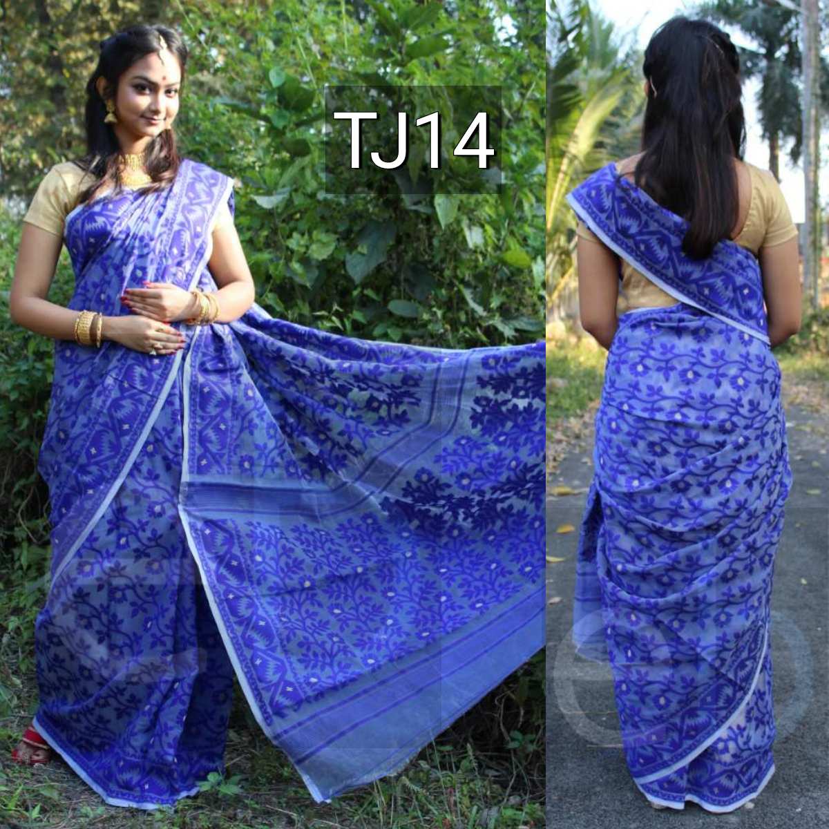 Blue Jamdani Sarees - Dailybuyys