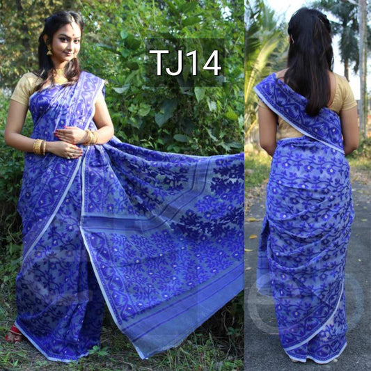 Blue Jamdani Sarees - Dailybuyys