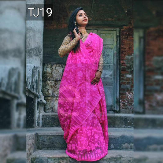 Pink Jamdani Sarees - Dailybuyys