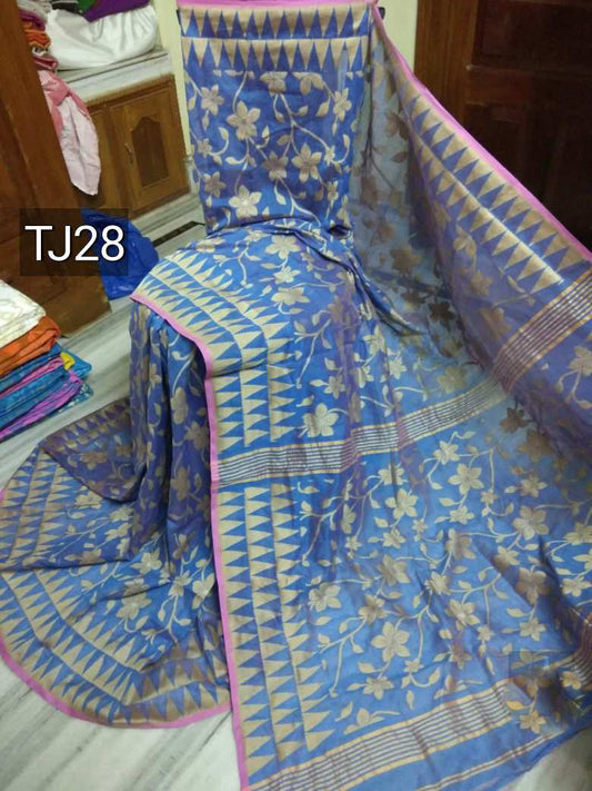 Blue Jamdani Sarees - Dailybuyys
