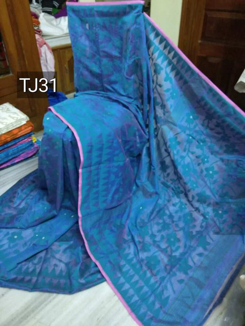 Blue Jamdani Sarees - Dailybuyys