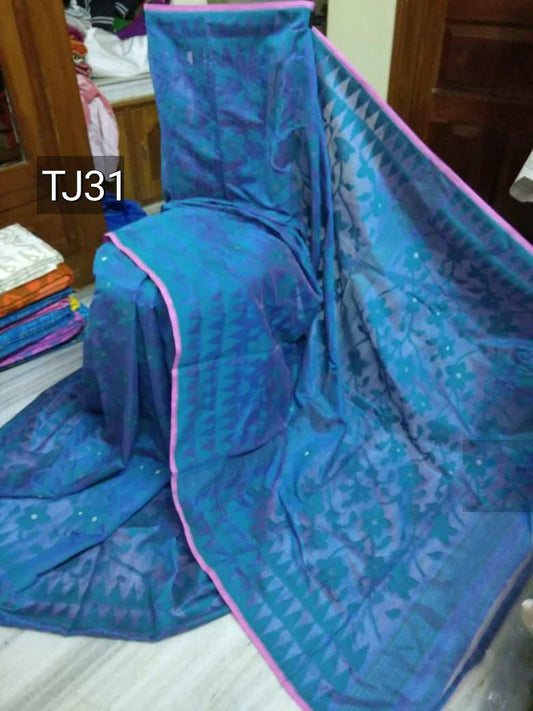 Blue Jamdani Sarees - Dailybuyys