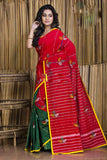 Red Green Pure Cotton Khesh Sarees