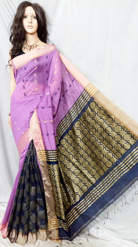 Purple Pure Cotton Handloom Sarees