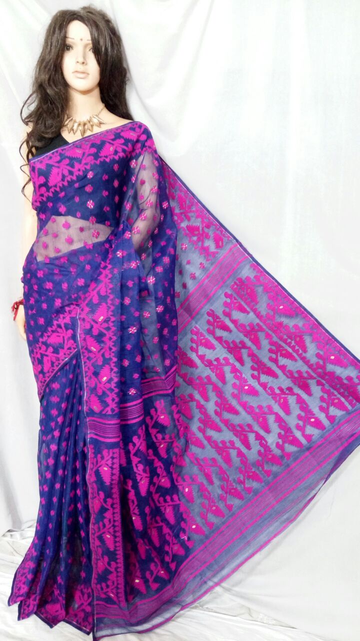 Violet Dhakai Jamdani Sarees - Dailybuyys