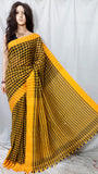 Yellow Black Bengal Handloom Khadi Sarees