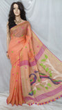 Pink 80 Count Pure Linen Sarees