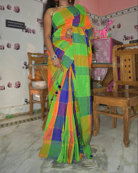 Green Bengal Handloom Khadi Sarees - Dailybuyys