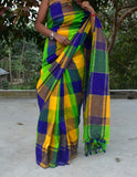Green Blue Bengal Handloom Khadi Sarees
