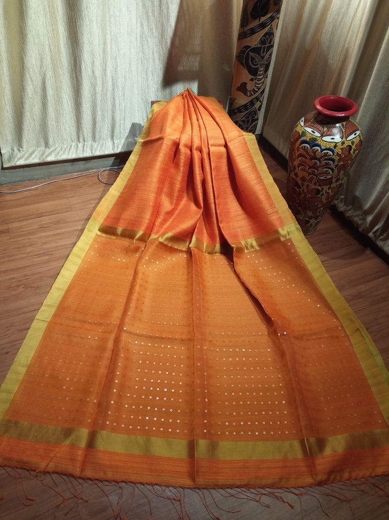 Orange Matka Silk Sarees