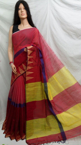 Maroon Viscos Pure Cotton Handloom Sarees