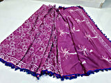 Purple Bagru Printed Pure Cotton Sarees