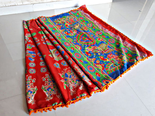 Red Bagru Printed Pure Cotton Sarees - Dailybuyys