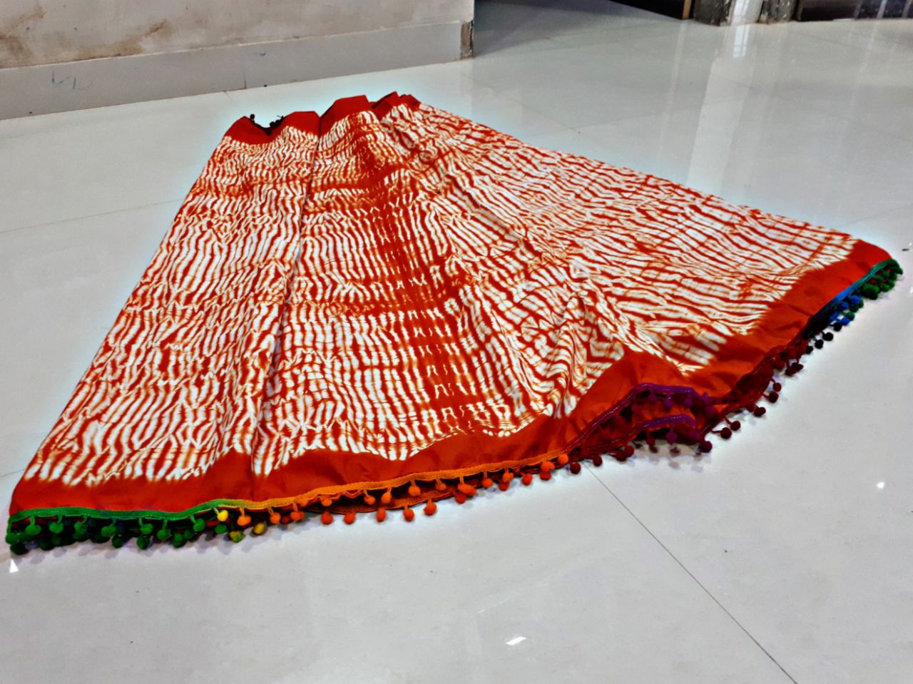 Orange Bagru Printed Pure Cotton Sarees - Dailybuyys