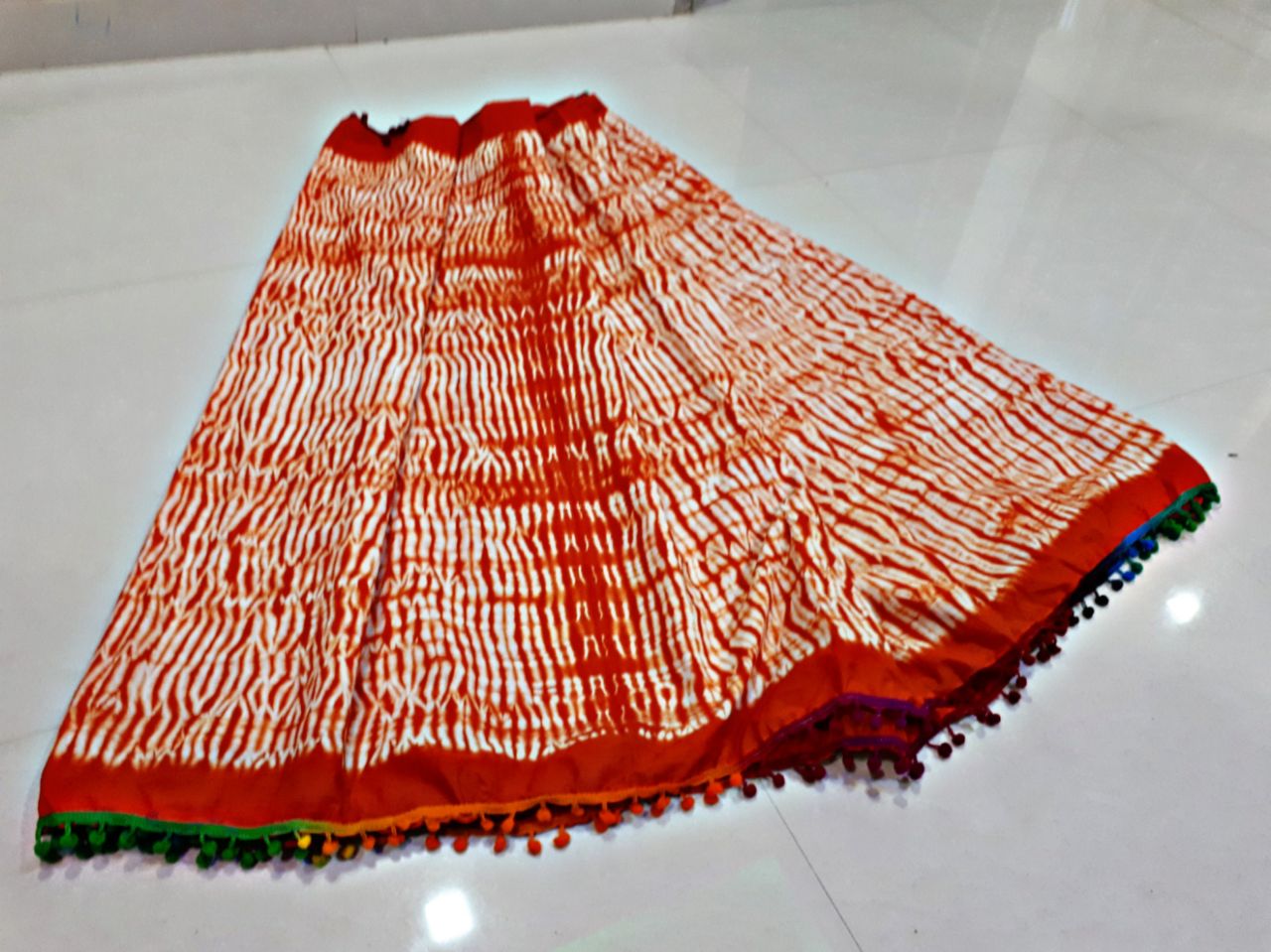 Orange Bagru Printed Pure Cotton Sarees - Dailybuyys