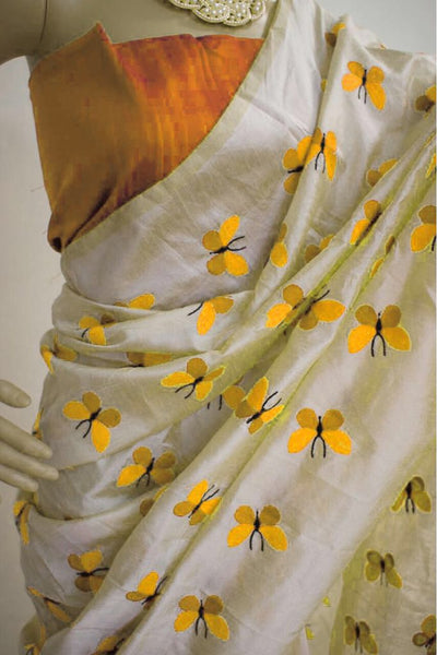 Yellow Titli Chanderi Pure Cotton Sarees