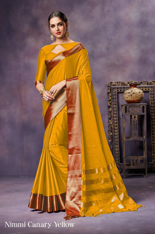 Yellow Pure Silk Sarees - Dailybuyys