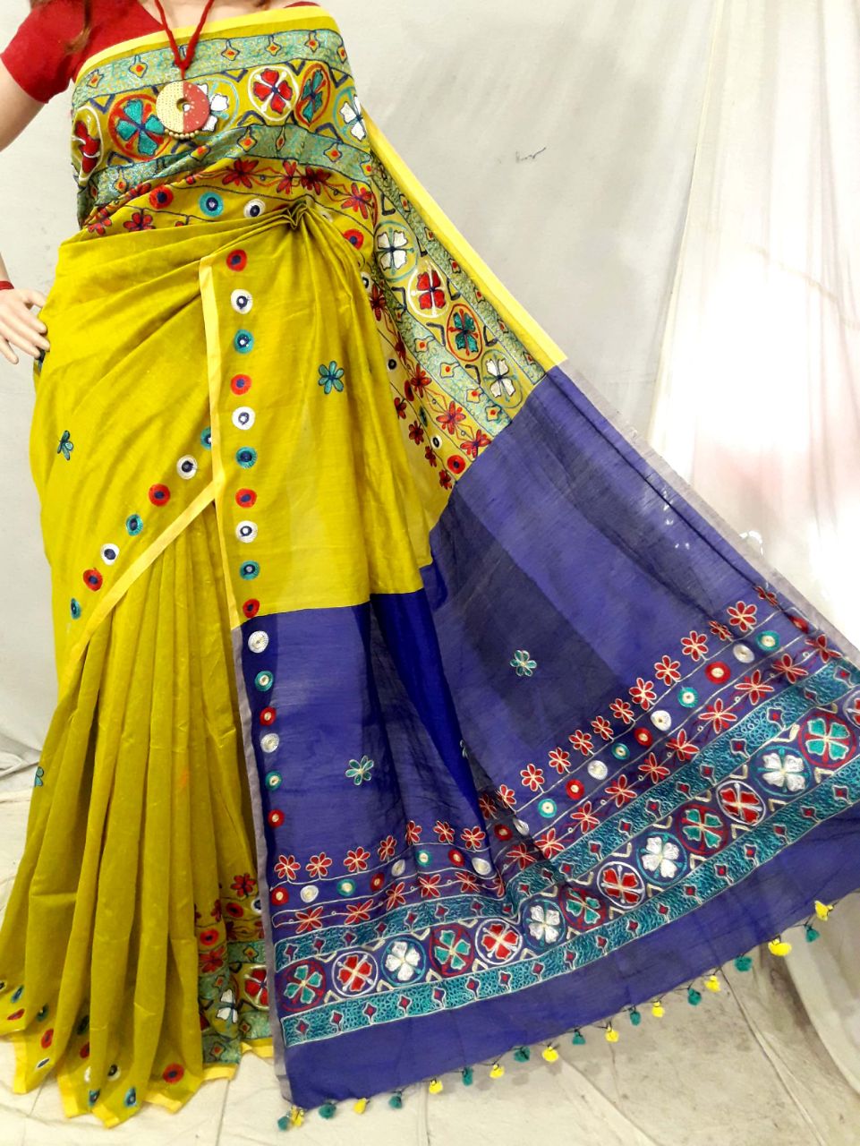 Yellow Kathiawari Sarees - Dailybuyys