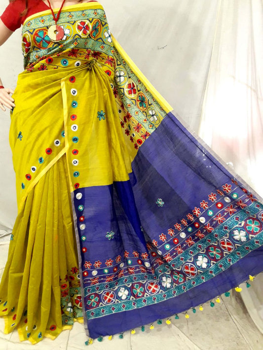 Yellow Kathiawari Sarees - Dailybuyys