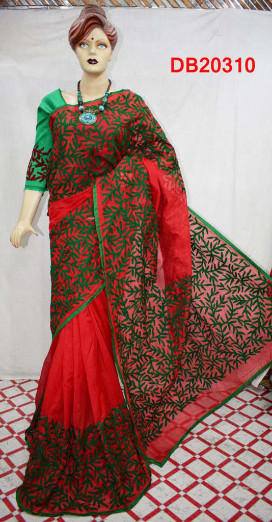 Red Green Chanderi Silk Sarees